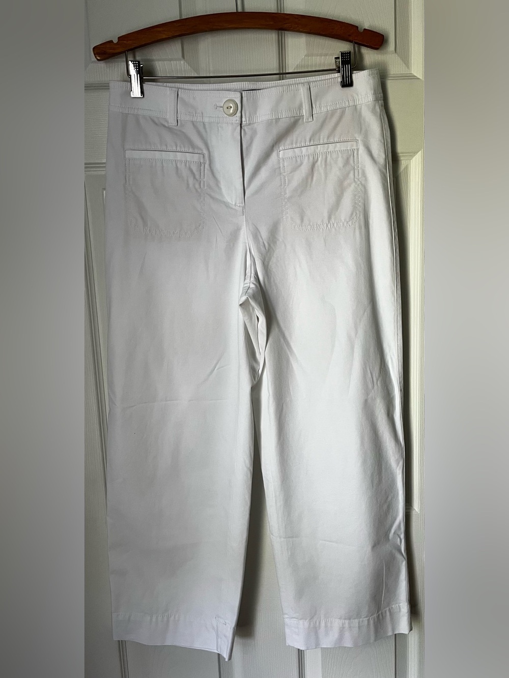Talbots White Wide-Leg Cropped Pants